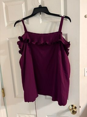 Lane Bryant Plum Ruffle-Trim Spaghetti Strap Camisole